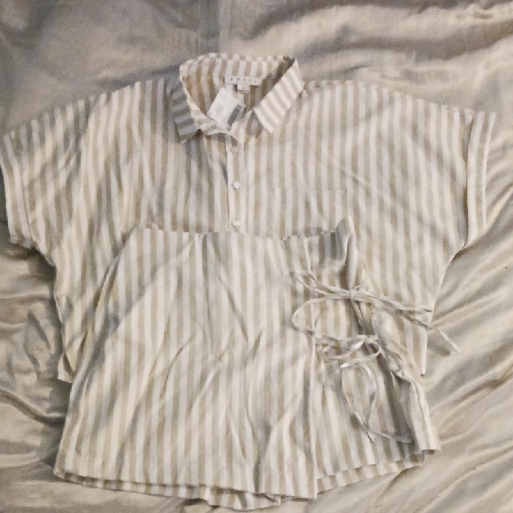 HYFVE Beige and White Striped Set